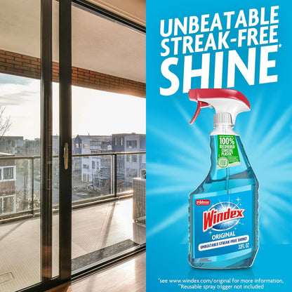 Windex Glass and Window Cleaner Spray Bottle, Packaging Designed to Prevent Leakage and Breaking, Surface Cleaning Spray, Original Blue Scent, 23 Fl Oz