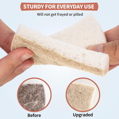 Non-Scratch Cellulose Scrub Sponges 12 Pack, Sponges Kitchen with Double-Side & Ergonomic Design for Dishes, Coated Cookware, Sink & Countertops.