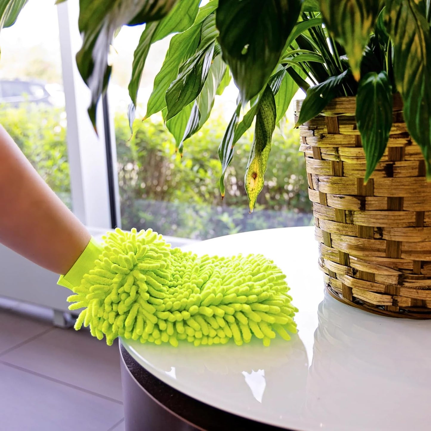 Tribello Libman Microfiber Dusting Mitt – Dual-Sided Dusting Glove with Elastic Cuff, Polishing & Dusting Microfiber Fingers, Reusable & Machine-Washable, 10.5” x 7” – Traps Dust, Dirt & Allergens