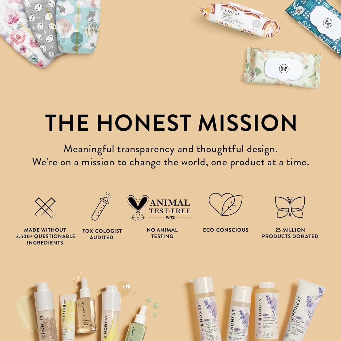 The Honest Company Hypoallergenic Multi-Use Baby Wipes for Sensitive Baby Skin, Rose Blossom, 60 Count