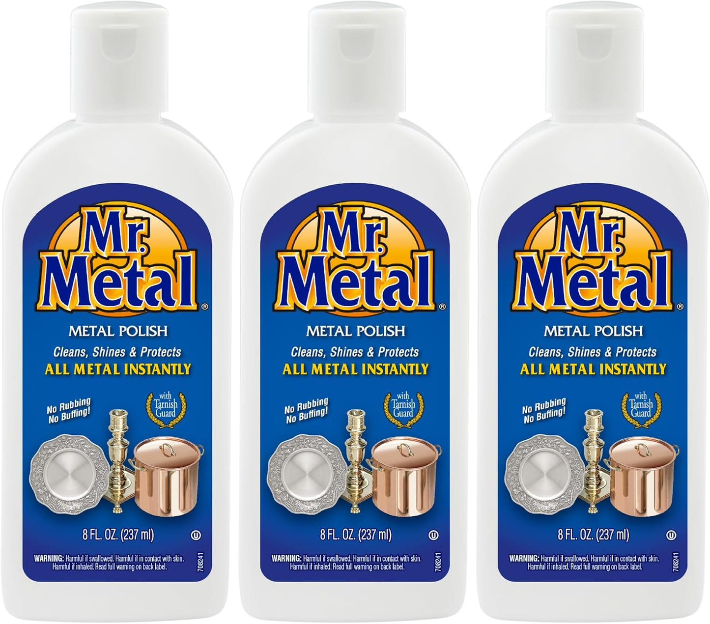 Mr. Metal Metal Polish Liquid All Metal Multipurpose Cleaner, Non-Abrasive, Instant Sterling Silver Cleaner, Brass and Stainless Steel Cleaner, Grime and Tarnish Remover, Chrome Silver Polish, 8 oz