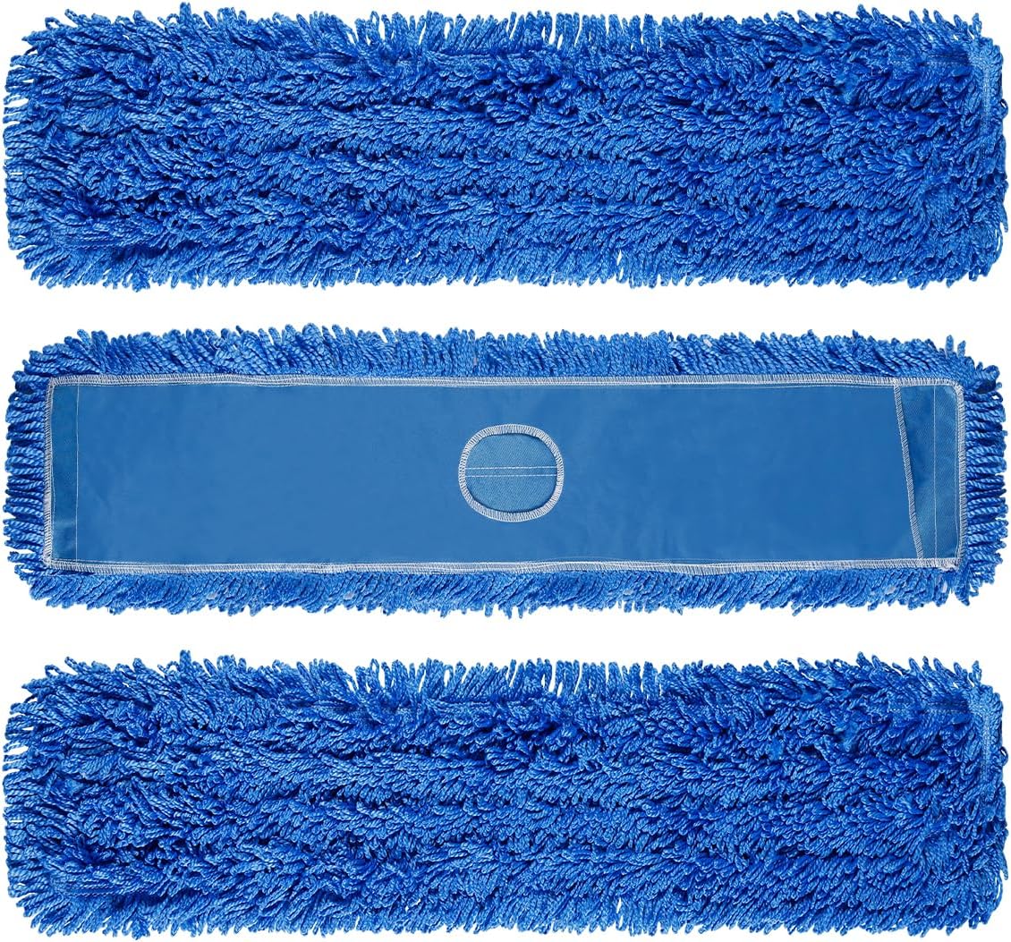 DR DAPPER 36-Inch Commercial Dust Mop Head, Large Washable Microfiber Dust Mop Replacement Head, Sweeper and Janitorial Supplies (Blue-2 Pack)