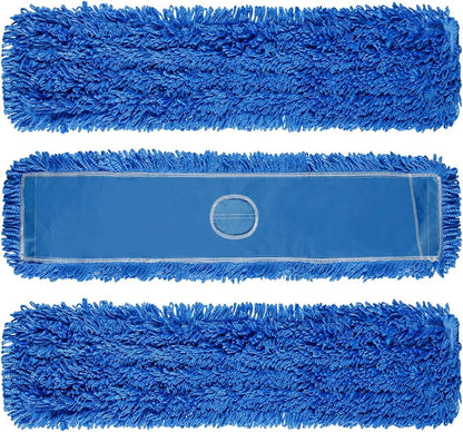 DR DAPPER 36-Inch Commercial Dust Mop Head, Large Washable Microfiber Dust Mop Replacement Head, Sweeper and Janitorial Supplies (Blue-2 Pack)