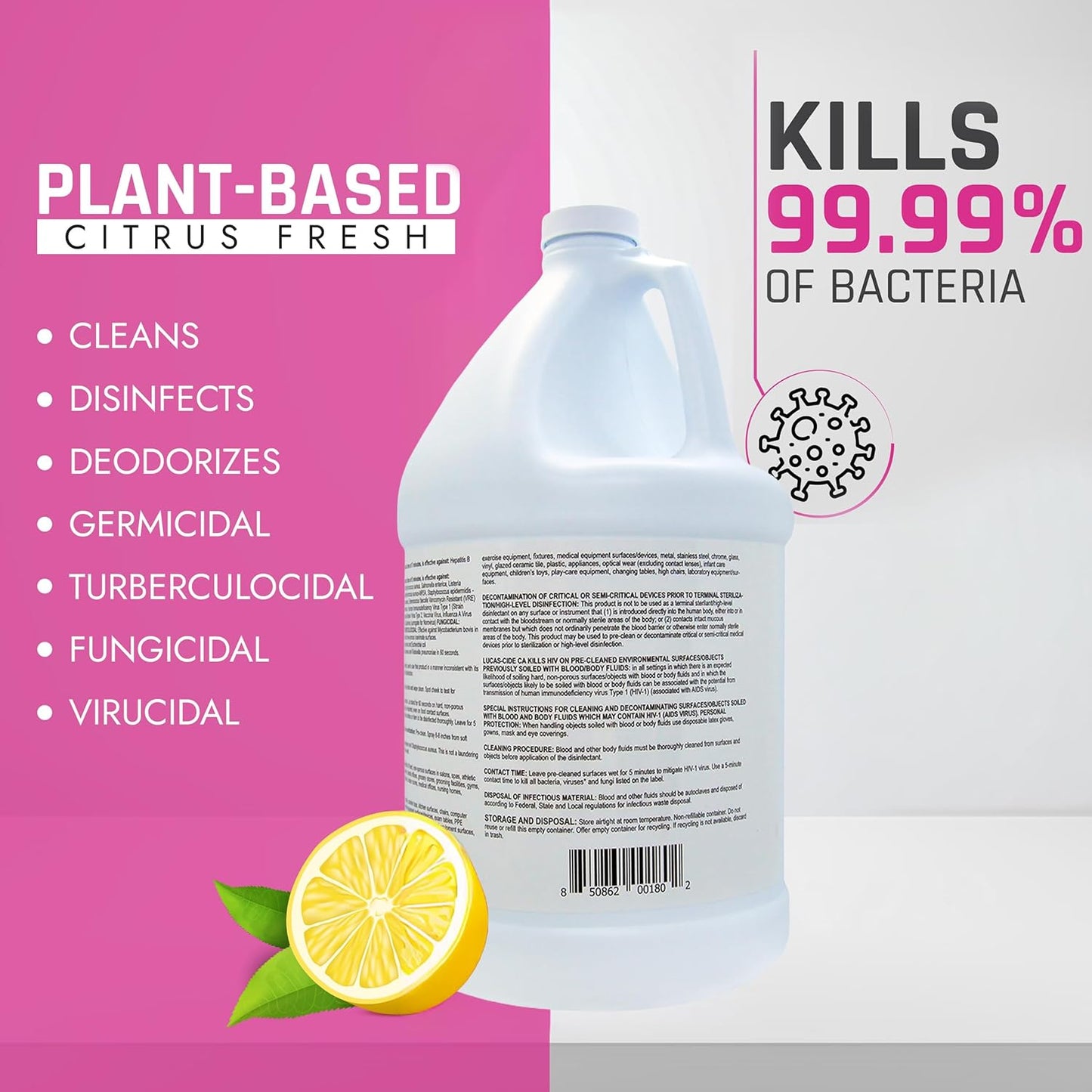 LUCAS-CIDE Ready To Use All Purpose Cleaner - Home Essentials Cleaning Supplies For Everyday Hygiene - Fresh Citrus Scented Disinfecting Spray Bathroom Cleaner, Glass Cleaner, Floor Cleaner, etc.