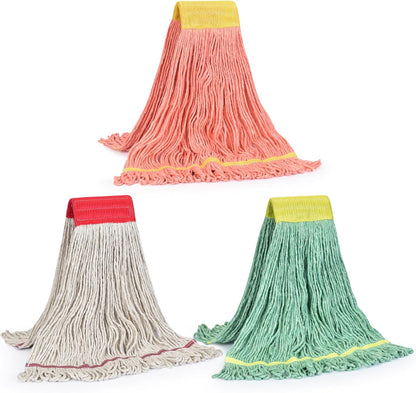 Matthew Cleaning Heavy Duty Mop Head Commercial Replacement for General and Floor Cleaning , Wet Industrial Blue Cotton Looped End String Head Refill (Pack of 6) Blue