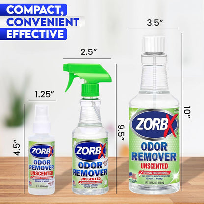 ZORBX Unscented Odor Eliminator for Strong Odor 2 Fl Oz Pack of 5 - Used in Hospitals & Healthcare Facilities - Advanced Formula, Fast-Acting Odor Remover Spray for Dog, Cat, House & Carpet