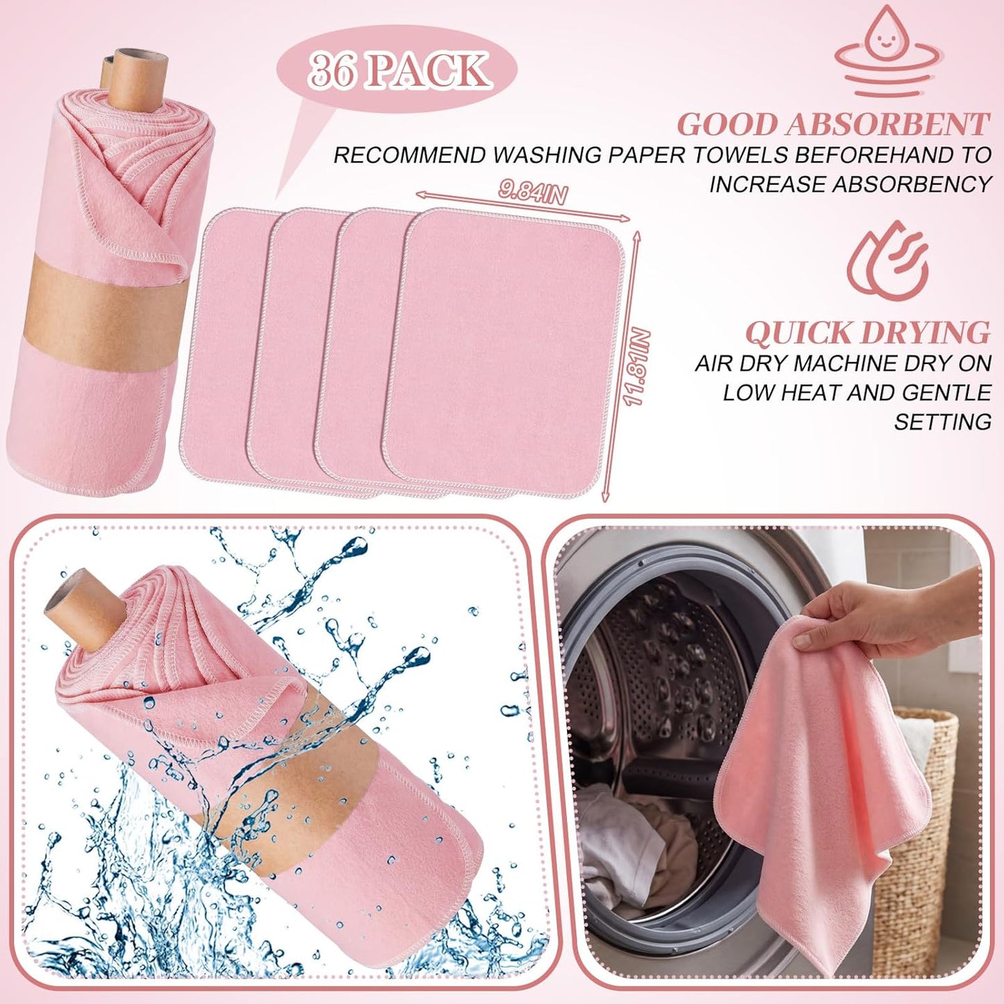36 Pack Vintage Reusable Cleaning Cloths Washable Cotton Kitchen Towels for Home (Gray)