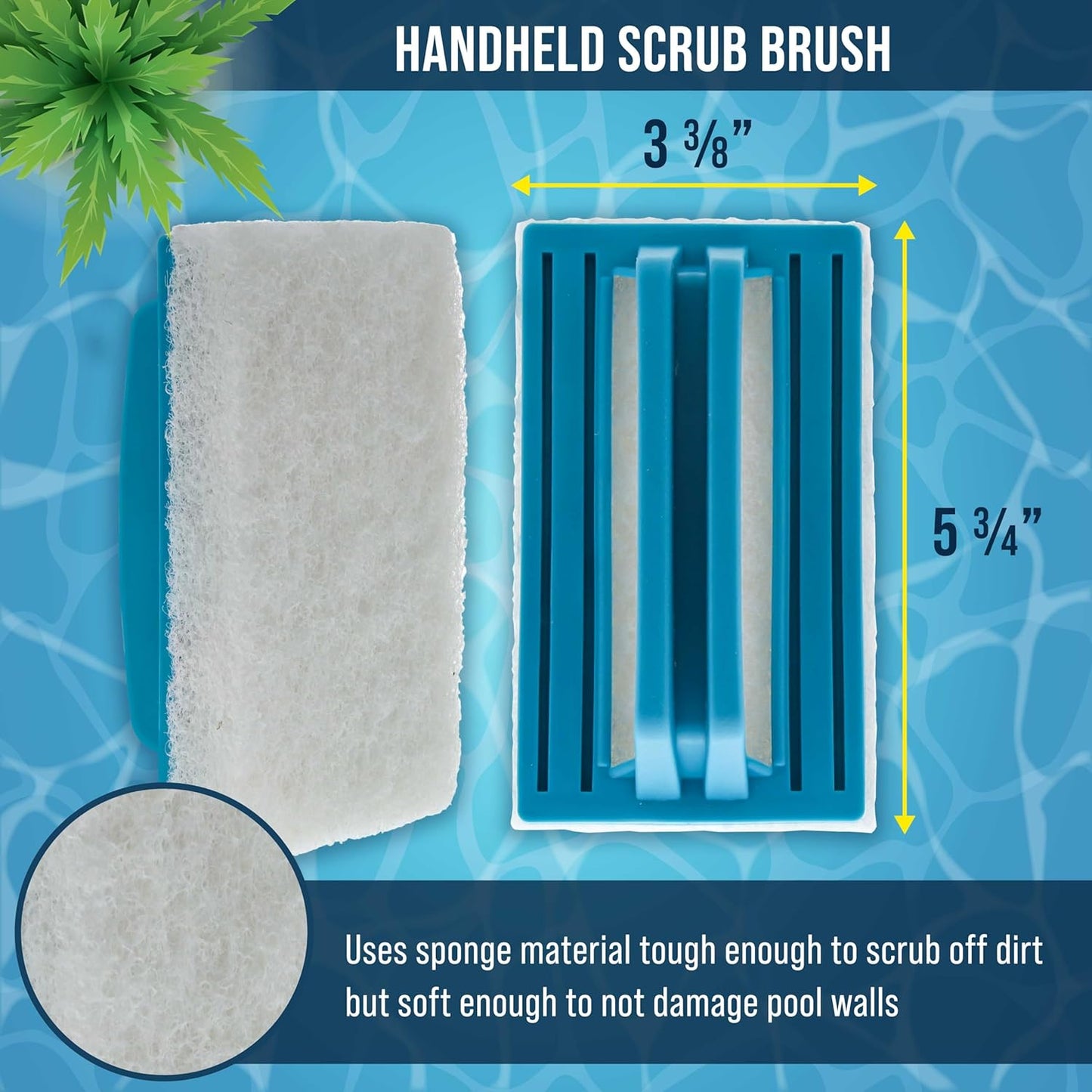 U.S. Pool Supply Hand-Held and Pool Pole Attachment Scrub Brushes - Surface Scrubbing Scouring Sponge Pads - Clean Pool Tile Grout Walls, Vinyl Liners, Spas, Remove Stains, Kitchen Bathroom Tub Shower