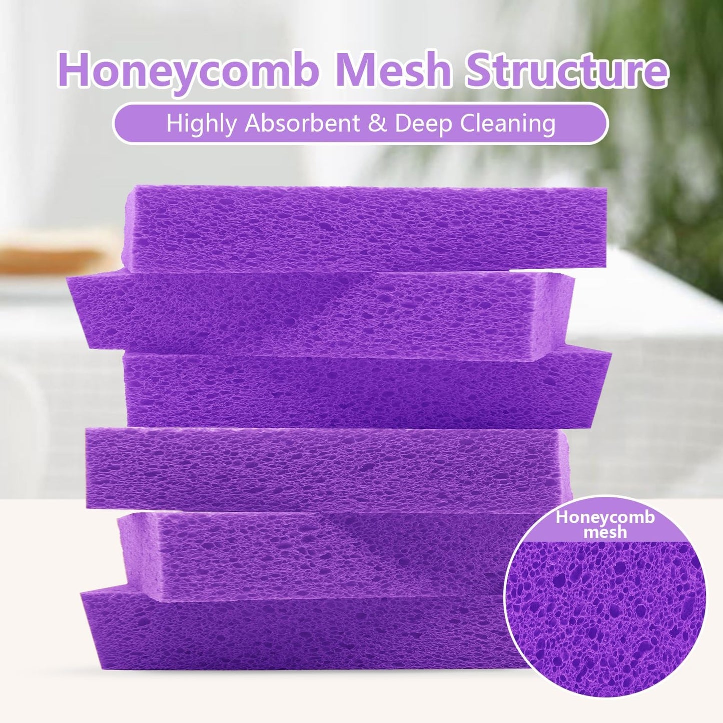 Cellulose Sponges, Large Size 4" x 6" x 1" - Heavy Duty Scrub Kitchen Sponge, Clean Tough Messes Without Scratching Kitchen Cleaning Pads, Pop Up Eco DIY (6 Pack), Green
