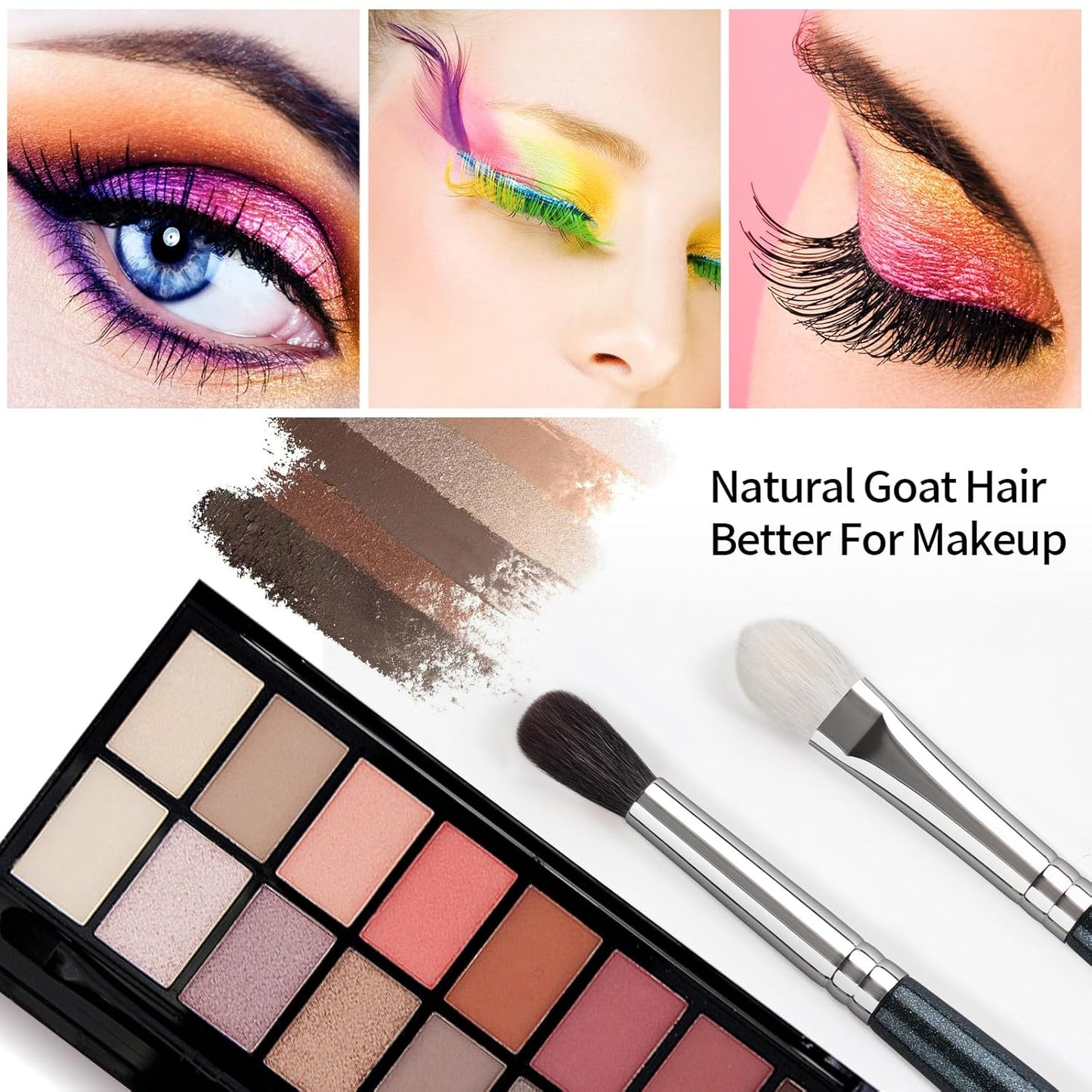 Eye Makeup Brush Set, 6 Pcs Professional Blending Eyeshadow Makeup Brushes for Concealer Eyebrows Eyeliner, Soft Hairs & Wood Handle