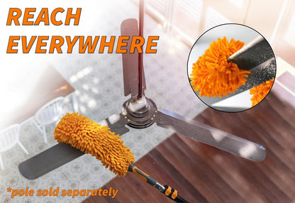 Flexible Ceiling Fan Cleaner Duster // Washable Fan Duster for High Ceiling // Fits All Extension Poles with Standard US Acme Thread // Best Flex-and-Stay Fan Blade Cleaner (Pole Sold Separately)