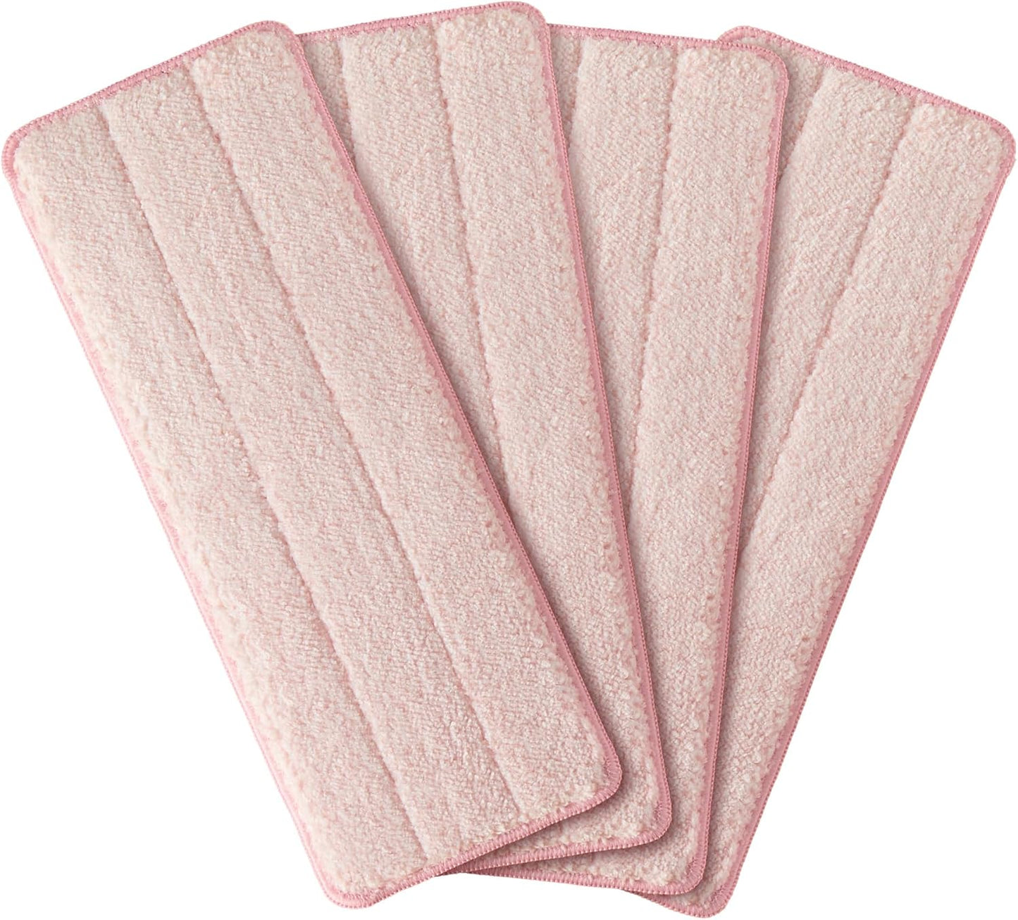 JOYMOOP 17.7-Inch Microfiber Flat Mop Replacement Pads – Washable Reusable Grey & Stripe, Pack of 4 Heavy-Duty Wet & Dry Refill for JOYMOOP Flat Mop & Bucket System