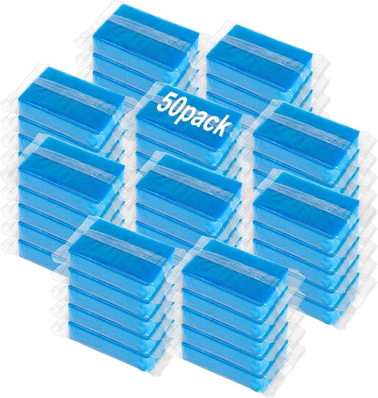 50 Pcs Individually Wrapped Sponges, Uncompressed Non Scratch Scrouing Sponges for Household Cleaning Dishes Kitchen Airbnb Apartment Car Bike Gray
