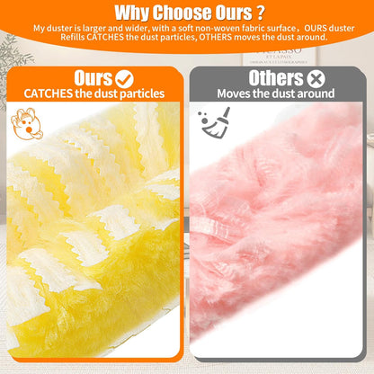 40 Count 360° Heavy Duty Duster Refills Compatible with Swiffer,Large Size-Extra Thick Disposable Electrostatic Duster Refill with 1 Retractable Handle(35-inch Length Fully expanded)
