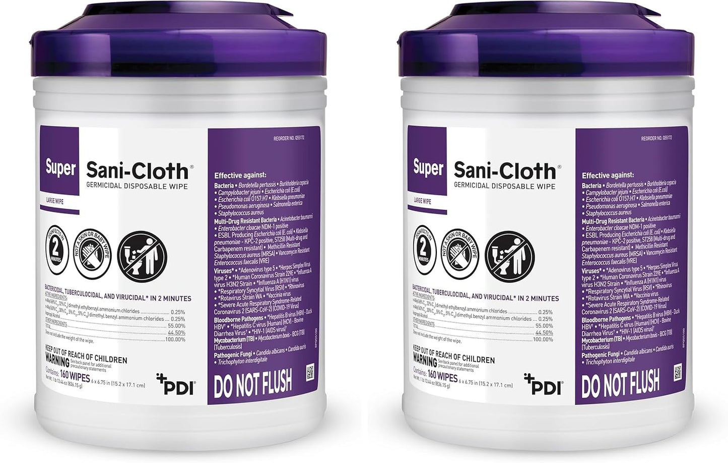 Professional Disposables Surface Disinfectant Super Sani-Cloth Wipes, 160Count