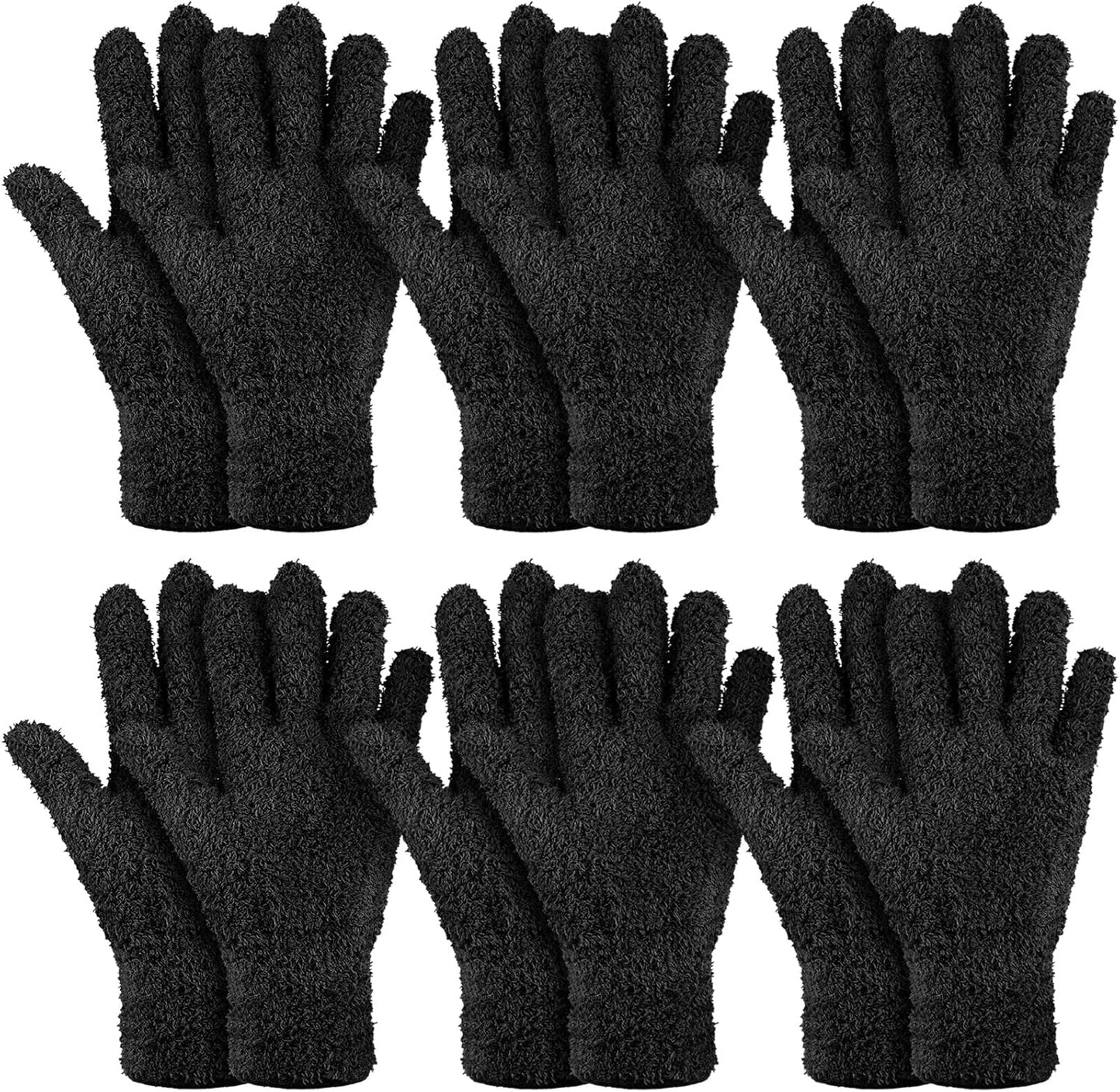Patelai 3 Pairs Microfiber Plant Dusting Gloves Leaf Cleaning Gloves for Indoor Plants, Blinds, Furniture, House (Green Yellow,Blue,Pink,Medium)