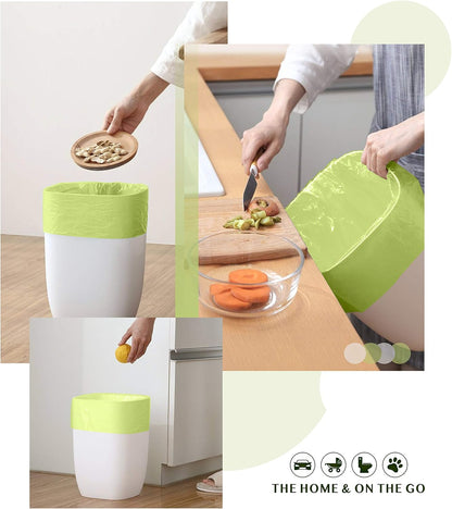 Compostable Trash Bags - FORID 13 Gallon Tall Kitchen Garbage Bags 80 Count Unscented Trash Can Liners 55 Liter Medium Wastebasket Bags for Bathroom Home Bedroom Office Garbage Can (5Rolls/Green)