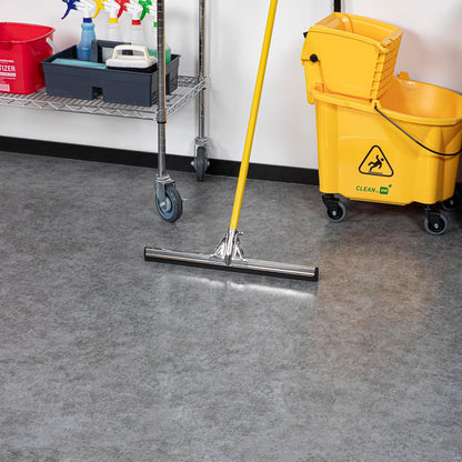 Restaurantware RW Clean 54.3 Inch Non-Slip Handle For Floor Squeegee - Hanging Loop Durable Yellow Iron Handle