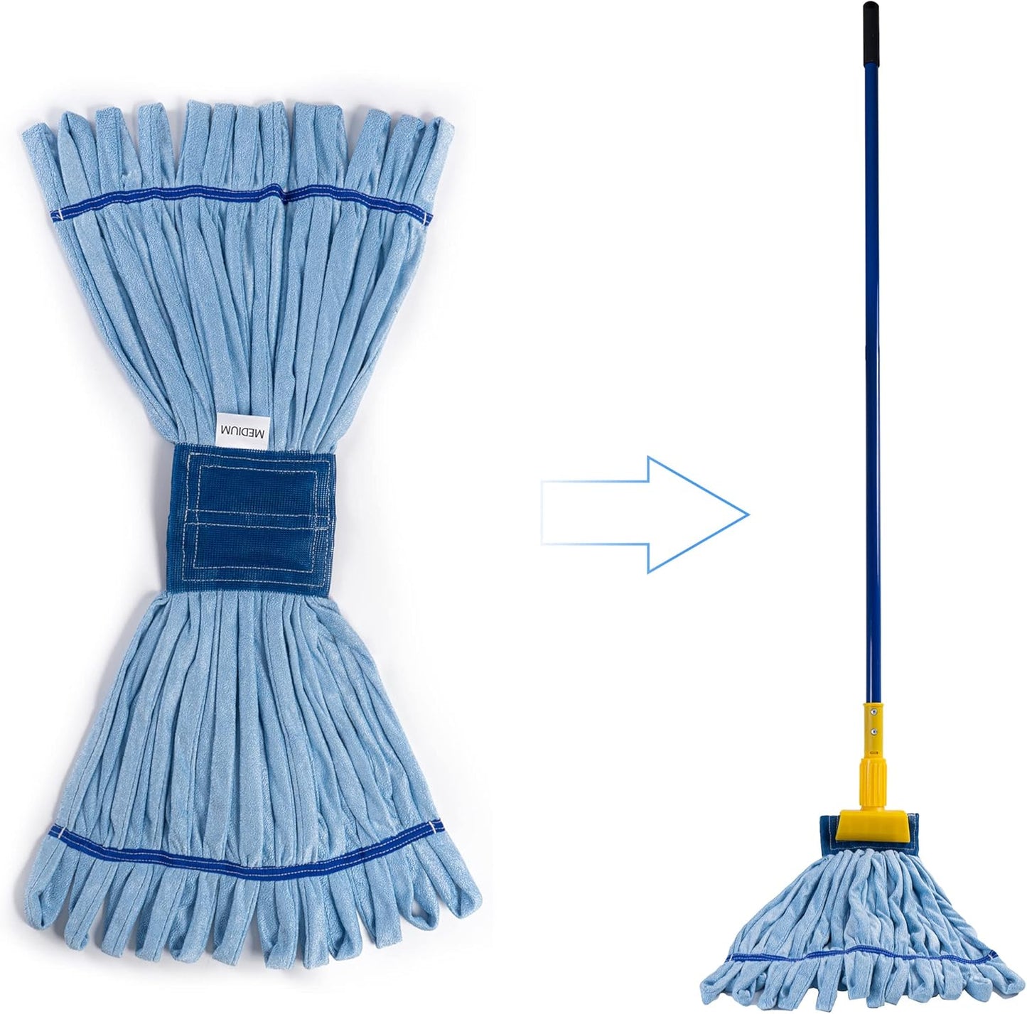Matthew Cleaning Microfiber Tube Mop(Meduim,Blue,3Pack) Heavy Duty Mop Head Replacement,Excellent Absorbency,Premium launderability,Reusable,Loop end for Home,Commercial&Industrial Use