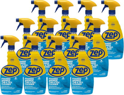 Zep Foaming Shower Tub and Tile Cleaner - 32 oz (Case of 12) ZUPFTT32 - No Scrub Formula, Breaks up Tough Buildup on Contact