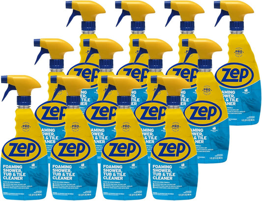 Zep Foaming Shower Tub and Tile Cleaner - 32 oz (Case of 12) ZUPFTT32 - No Scrub Formula, Breaks up Tough Buildup on Contact