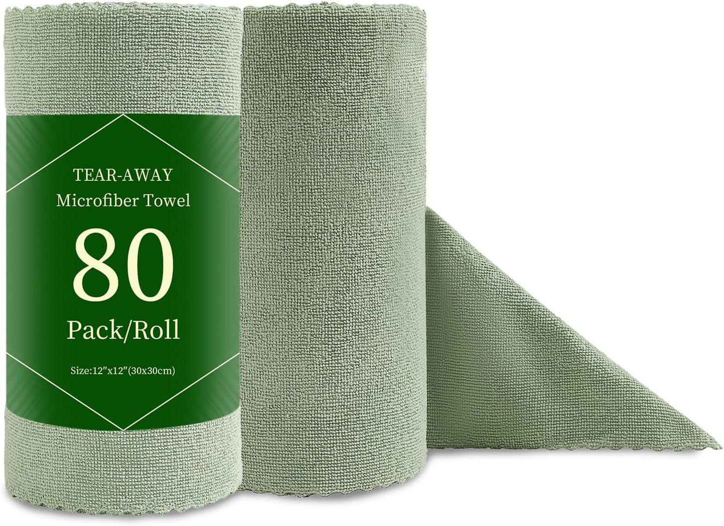 80 Pack Microfiber Cleaning Cloth Roll Reusable Paper Towels 12"x12" Tear Away Cloth, Microfiber Towels for Cars, Wash Cloths, Lint Free Dark Grey Rags for House, Kitchen,Window,Cleaning Supplies