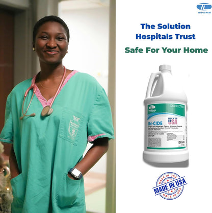 In-Cide Hospital Grade Disinfectant Spray - EPA Registered Cleaner Kills 99.9% MRSA, H1N1- Medical Grade for Home Office Clinic - Fresh Scent - 1 Gallon + 32oz Bundle