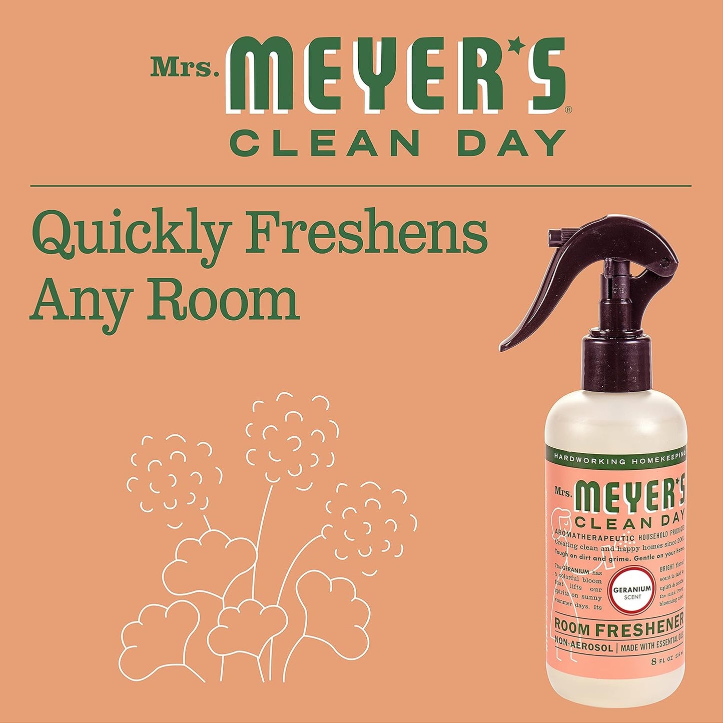 MRS. MEYER'S CLEAN DAY Room Spray, Lemon Verbena Scent, 8 Fl Oz Bottle