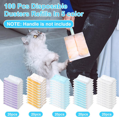 Mimorou 300 Pcs Disposable Dusters Refills Bulk Heavy Duty 180° Multi Surface Replacement Dusters for Cleaning Ceiling Fan with Microfibers Unscented (Light Colors)