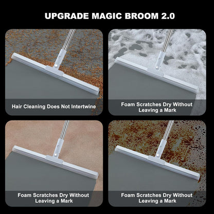 JOYBOS Rubber Floor Squeegee for Smooth Surface Concrete Floor, Tile Floor, Heavy Duty Garage Shower Floor Squeegee Broom for Removing Water, Commercial Scrubber Mop with Adjustable Long Handle (XL)