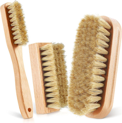 3 Pcs Wood Laundry Stain Brush Stain Remover Brushes with Boar Bristle Small Stain Brush for Clothes for Scrubbing Stains from Furniture Fabric Leather(3 Pcs C)
