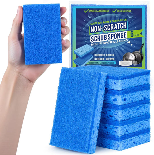 Metflavor Kitchen Sponges, 12 Count, Non-Scratch Scrub Sponge, Dual Sided Cleaning Sponges for Dishes, Kitchen, Bathroom