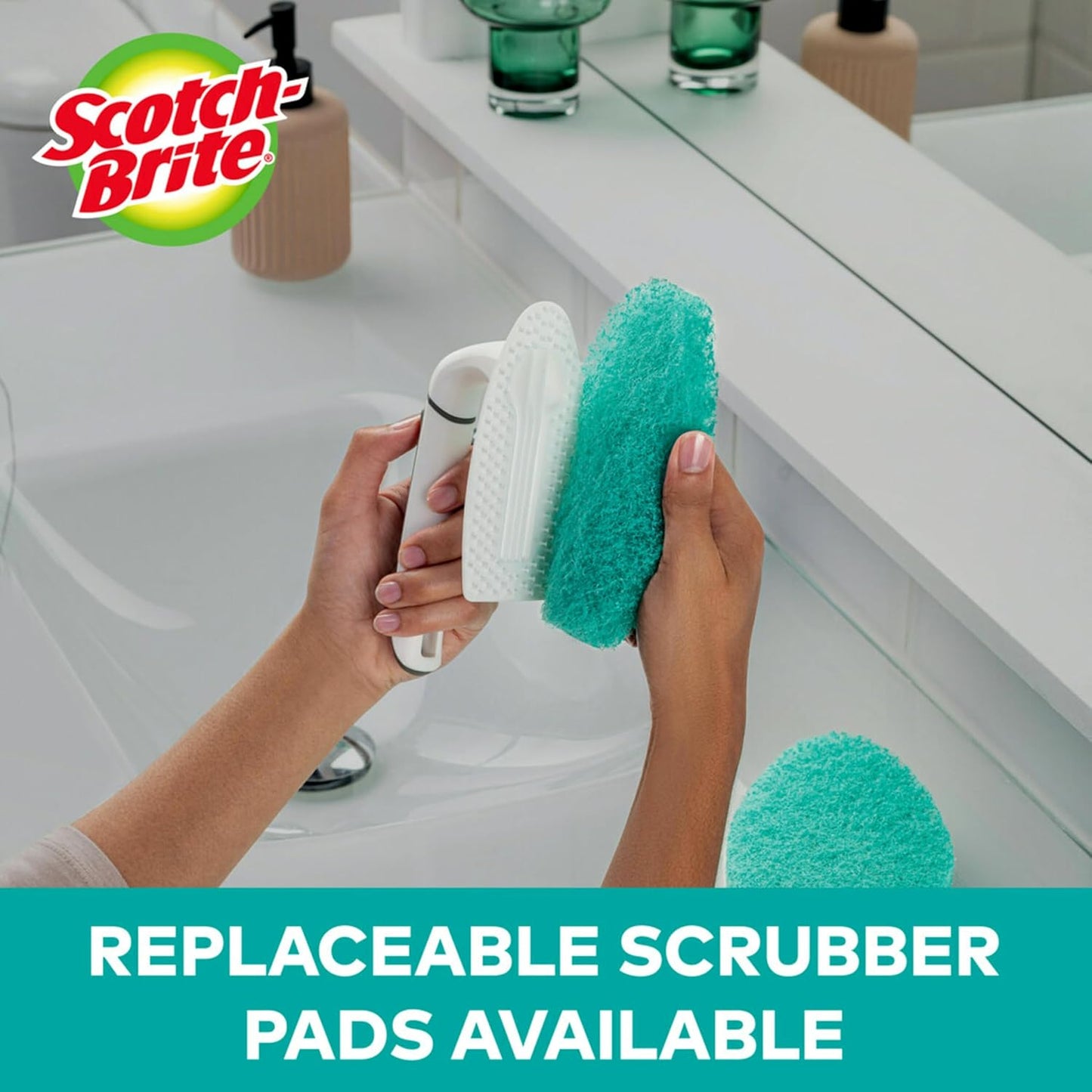Scotch-Brite Non-Scratch Tub & Tile Scrubber Refill Pads, (Pack of 6)