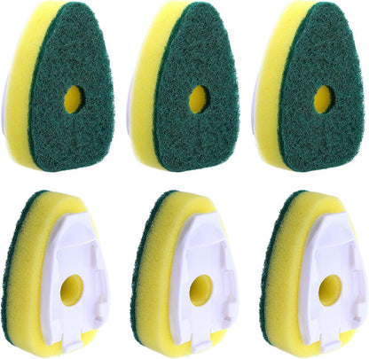 6Pcs Dish Wand Sponge Refills Dishwasher Sponge Dishwand Refills Scrubber Sponges Non Scratch Head Replacement for Dish Wand Heavy Duty Soap Dispenser Scrubber Pads for Kitchen Cleaning