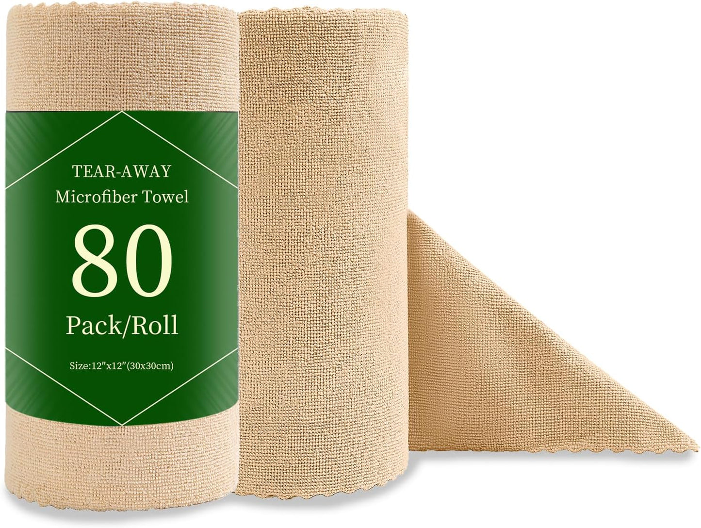 80 Pack Microfiber Cleaning Cloth Roll Reusable Paper Towels 12"x12" Tear Away Cloth, Microfiber Towels for Cars, Wash Cloths, Lint Free Dark Grey Rags for House, Kitchen,Window,Cleaning Supplies