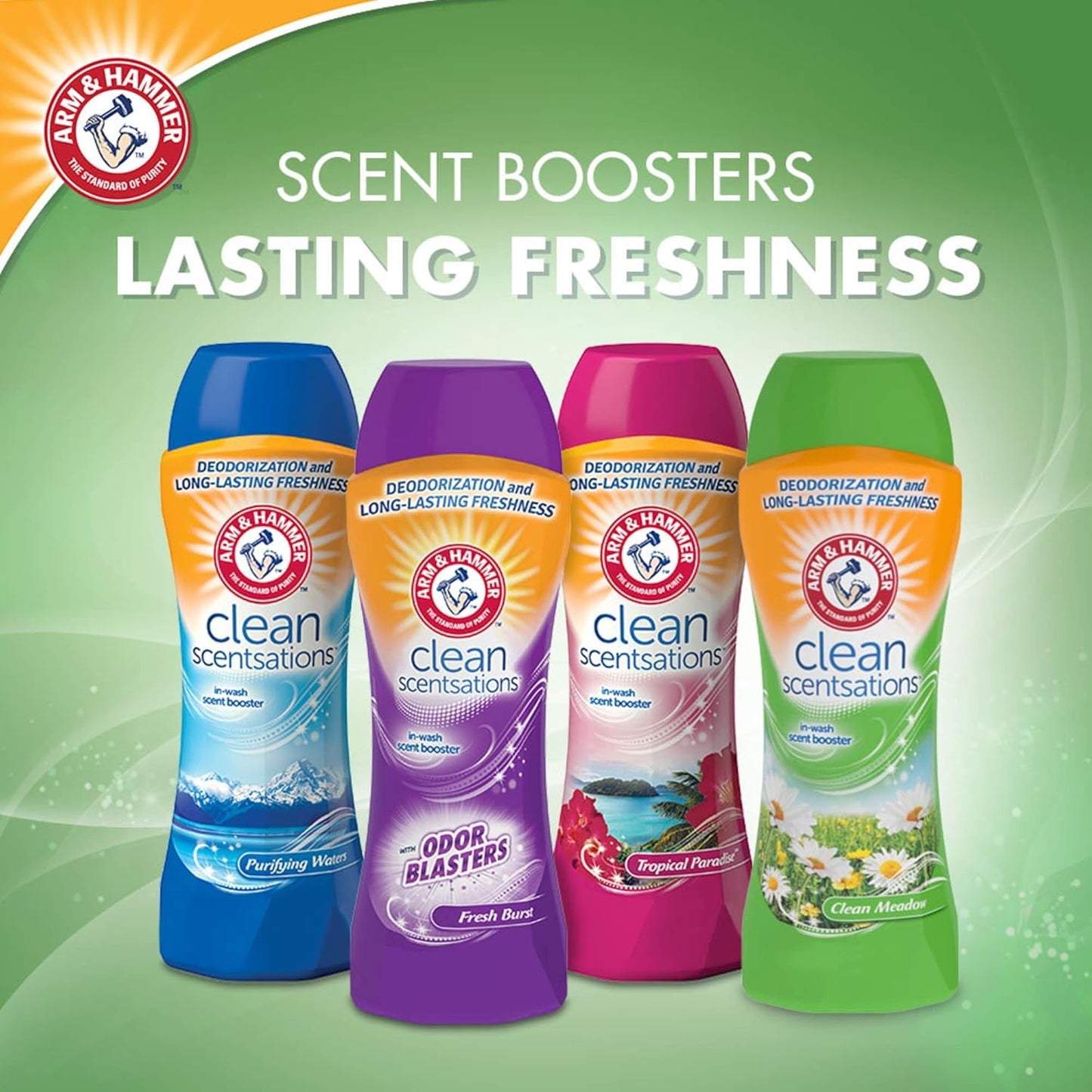 ARM & HAMMER Clean Scentsations In-Wash Scent Booster, Laundry Scent Booster Clean Meadow scent, 24 Oz