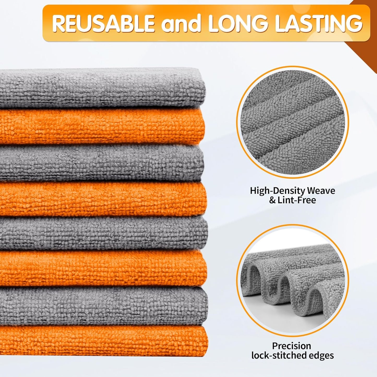 FIXSMITH Microfiber Cleaning Cloth - Pack of 8, Size: 12 x 16 in, Multi-Functional Cleaning Towels, Highly Absorbent Cleaning Rags, Lint-Free, Streak-Free Cleaning Cloths for Car Kitchen Home