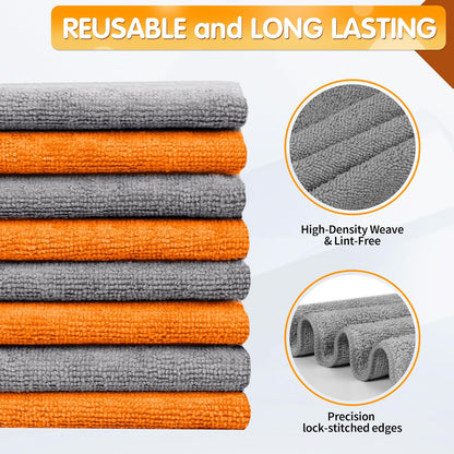 FIXSMITH Microfiber Cleaning Cloth - Pack of 8, Size: 12 x 16 in, Multi-Functional Cleaning Towels, Highly Absorbent Cleaning Rags, Lint-Free, Streak-Free Cleaning Cloths for Car Kitchen Home