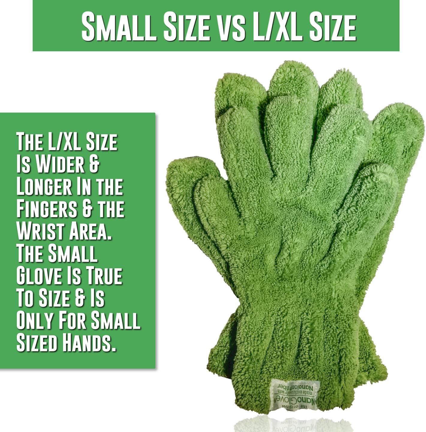 Nano Glove - Green Household Kitchen Cleaning Hand Glove | Replaces Paper Towels Microfiber Wipe Cloths & Feather Dusters | All Purpose Surface Cleaner for Window Stainless Steel Dusting (L-XL)