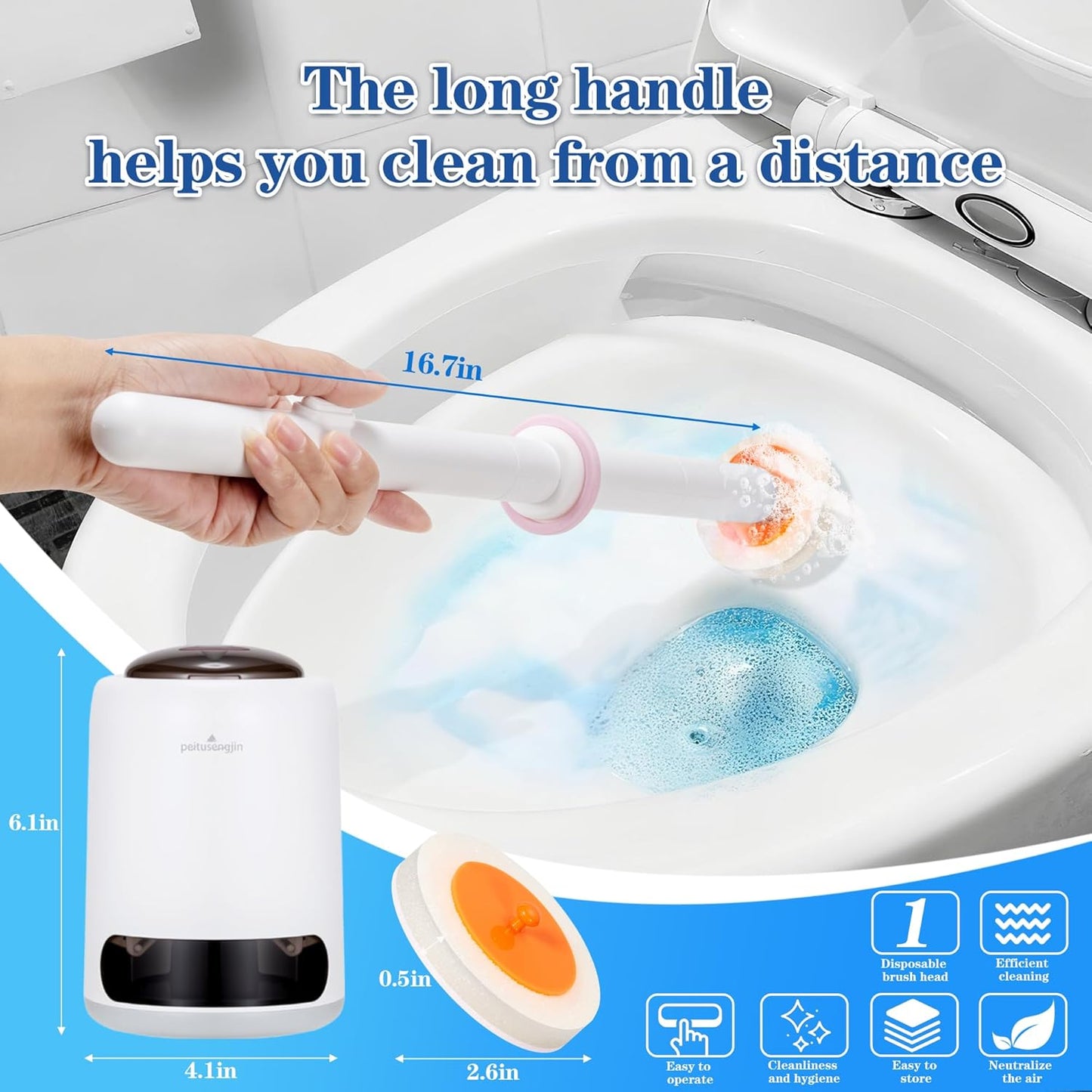 Disposable Toilet Brush,with 24 Refill Heads and Holder,Clean Brush Starter Kit,with 1 Toilet Wand, 1StorageCaddy and,3Fragrant Tablet, Toilet Wand Kit,Deep Cleaning Bathroom.
