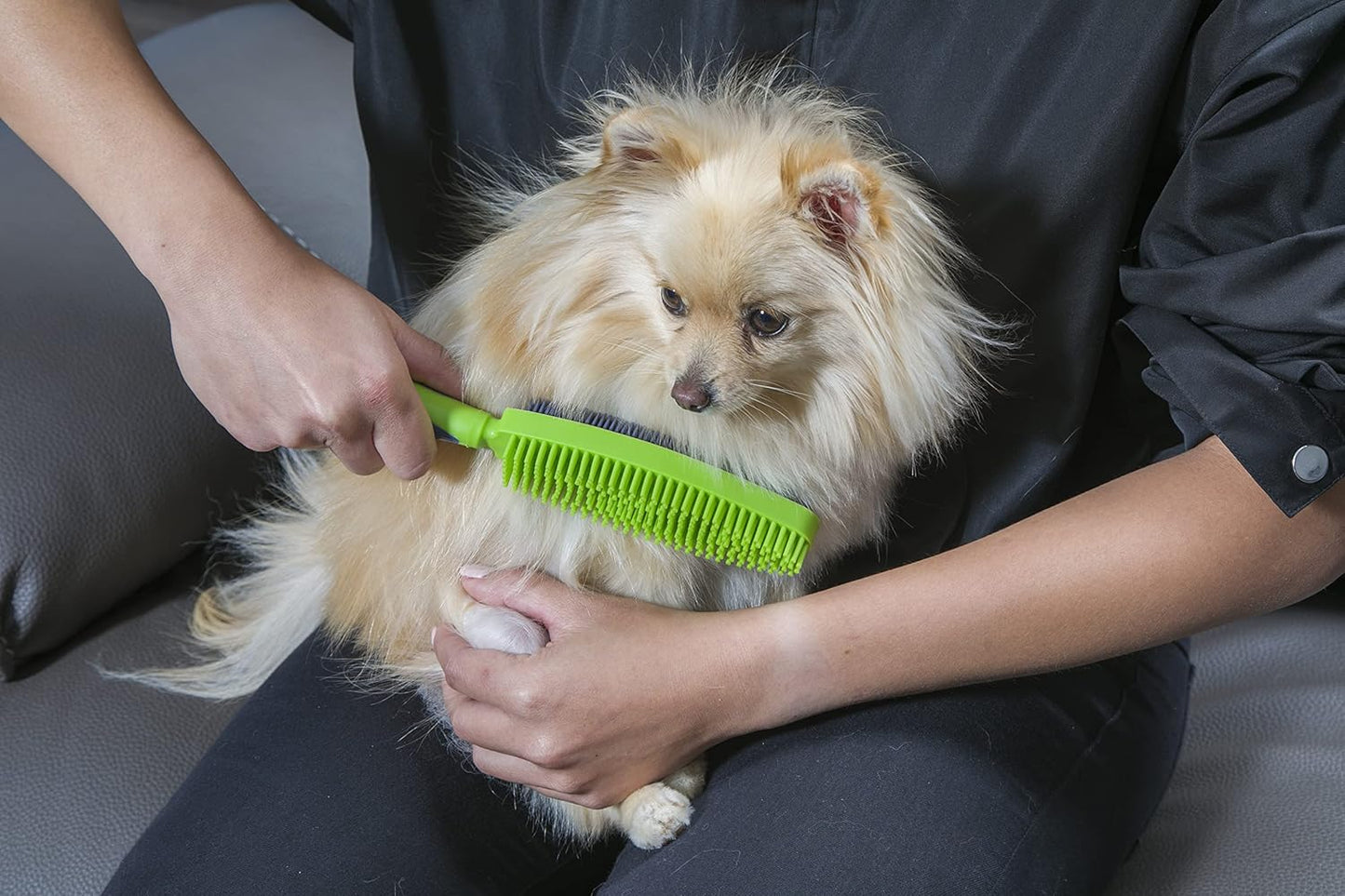FURemover Plus Pet Hair Rubber Brush with Squeegee, Easily Remove Fur and Lint from Clothing, Carpets and Furniture, Gently Groom Dogs and Cats Wet or Dry, Black, 2 Pack