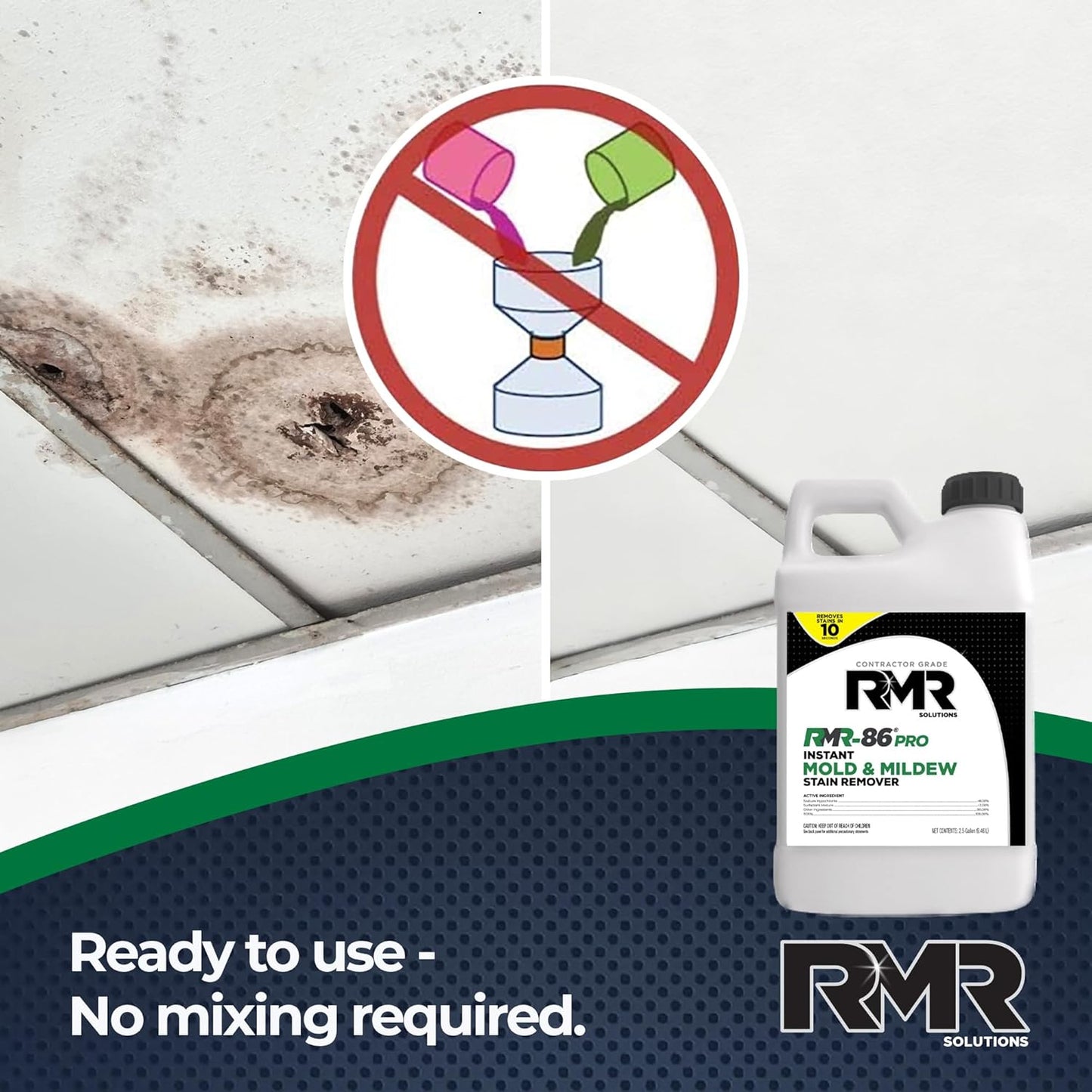RMR-86 Pro Contractor Grade Mold Stain & Mildew Stain Remover Cleaning Solution, Professional Quality Formula, 1 Gallon
