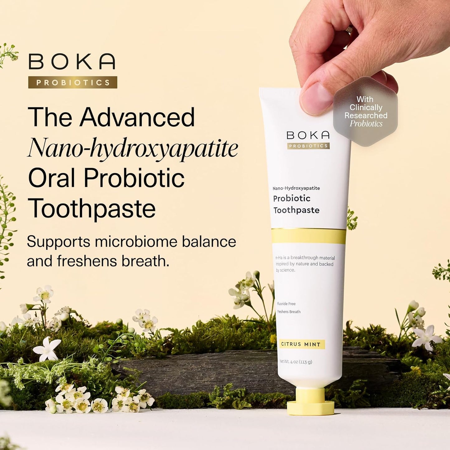 Boka Fluoride Free Toothpaste, Nano Hydroxyapatite Toothpaste, Appropriate for Sensitive Teeth, for Adult, Kids Oral Care - Whitening* Refresh Mint, 1.3 Fl Oz 2Pk US Manufactured