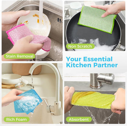 AIDEA Non Scratch Wire Dishcloth 24PK, Wire Dishwashing Rag for Wet and Dry, Dish Cloths for Washing Dishes, Cleaning Pads Steel Scrubber for Cookware, Sinks, Dishes, Stove Tops, 7"×8"