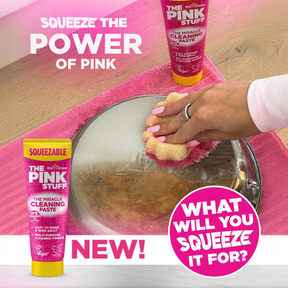 The Pink Stuff Squeezable Cleaning Paste 300g with SQeeZY Scrubber Sponge | Powerful Multi Purpose Surface Cleaner for Kitchen, Bathroom, Cookware, Tiles, Showers, and More