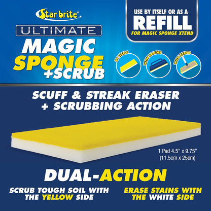 STAR BRITE Ultimate Magic Sponge - Boat Scuff Eraser Melamine Scrubber with Reinforced Core - 2 Pack (041000)