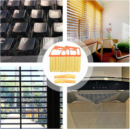 4pcs Window Venetian Blind Cleaner Duster Tool, Include 2pcs 7 Finger Blind Duster Brush & 2pcs Shutter Cleaner Brushes, Blinds Cleaning Brush Tool for Blinds Air Conditioner Vent Keyboard