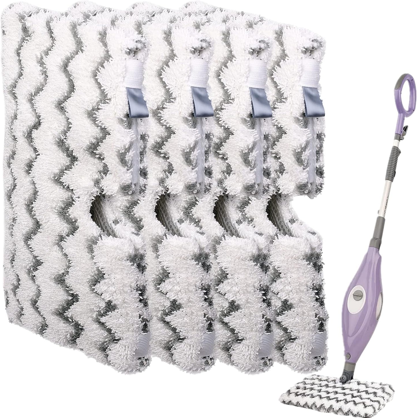 F Flammi 8-Pack Replacement Pads Compatible with Shark Steam Pocket Mop S3501 S3601 S3901 S3550 S3801 SE450, Double-Sided Microfiber Refills for Hardwood Tile Floor, Professional Scrubbing Strips