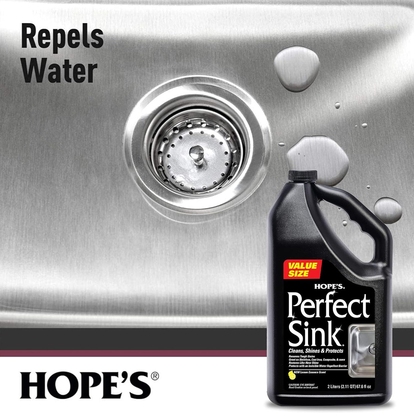 HOPE'S Perfect Sink Cleaner and Polish, Restorative, Removes Stains, Cast Iron, Corian, Composite, Acrylic, 8.5 Fl Oz