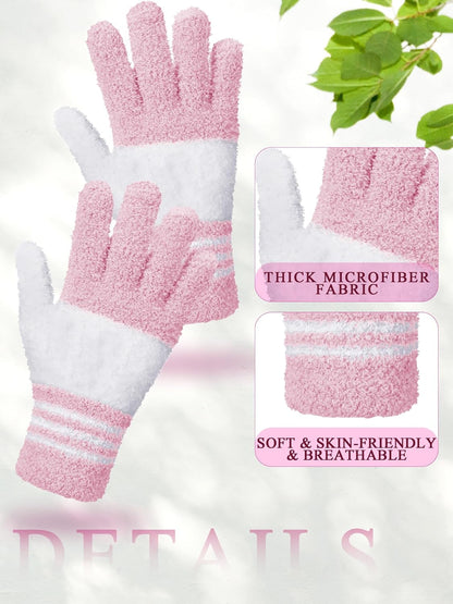 Patelai 3 Pairs Microfiber Plant Dusting Gloves Leaf Cleaning Gloves for Indoor Plants, Blinds, Furniture, House (Green Yellow,Blue,Pink,Medium)